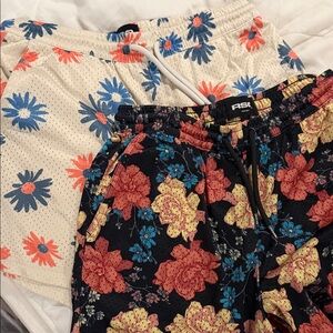 RSQ Floral Athletic Shorts - Black and Cream